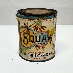 Squaw Brand No. 3 Sieve Choice Sifted Peas Tin Can Original Paper Label Vintage